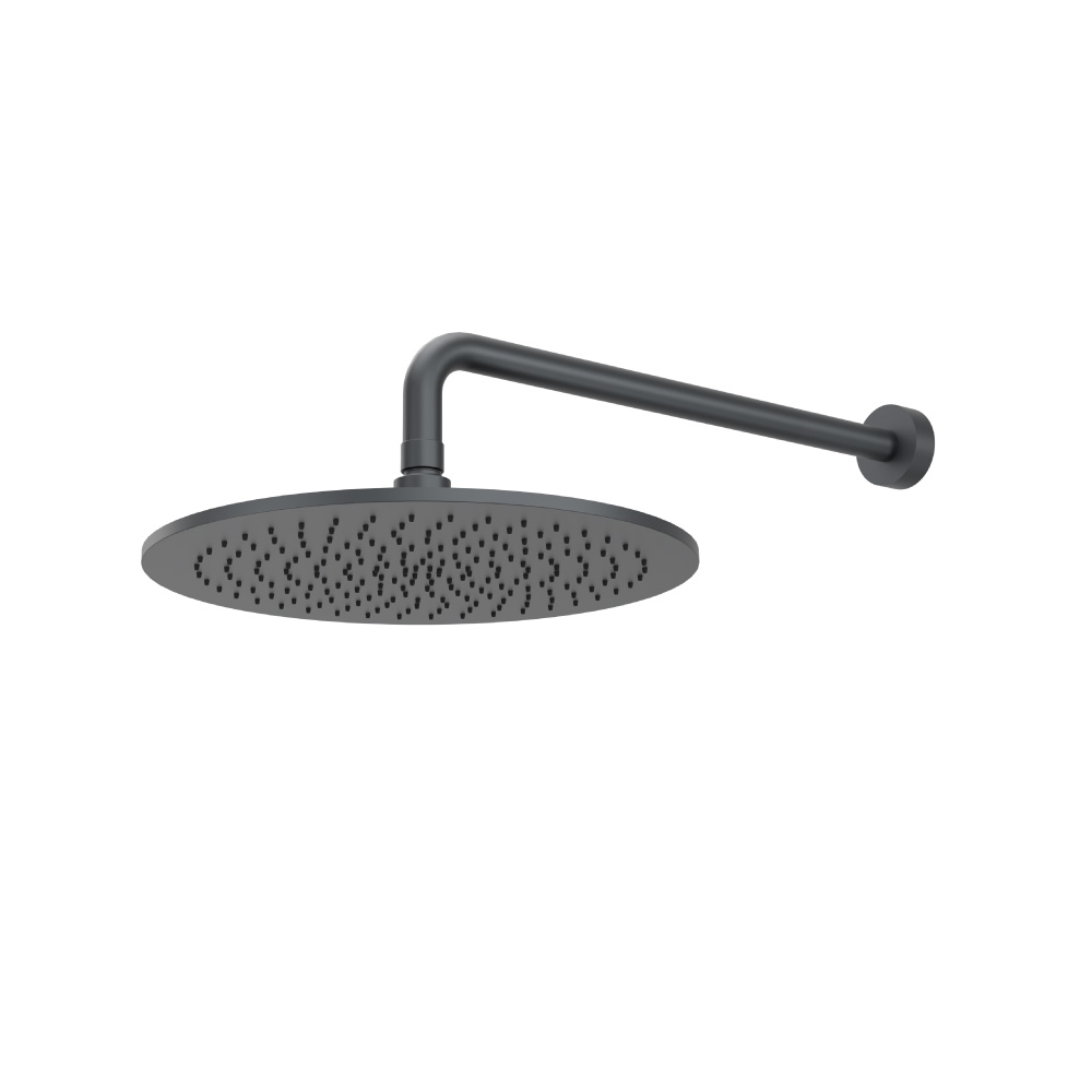 12" Rain Head with 16" Arm | Rock Grey