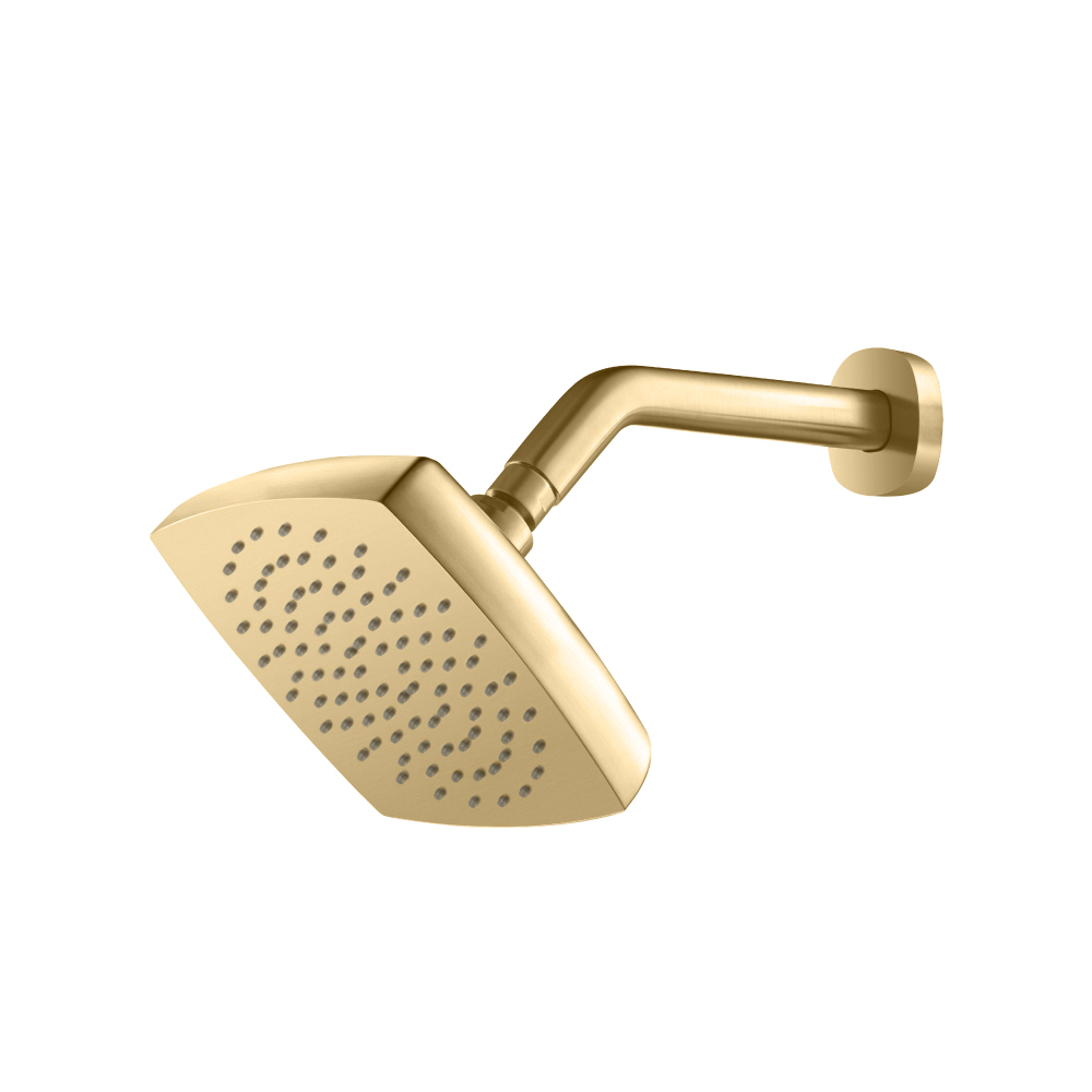 7" Rain Head with 8" Arm | Satin Brass PVD