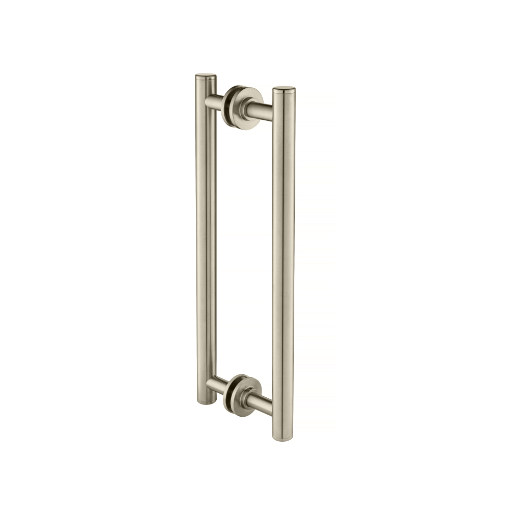 12" Back-To-Back Shower Door Pull Handle | Brushed Nickel PVD