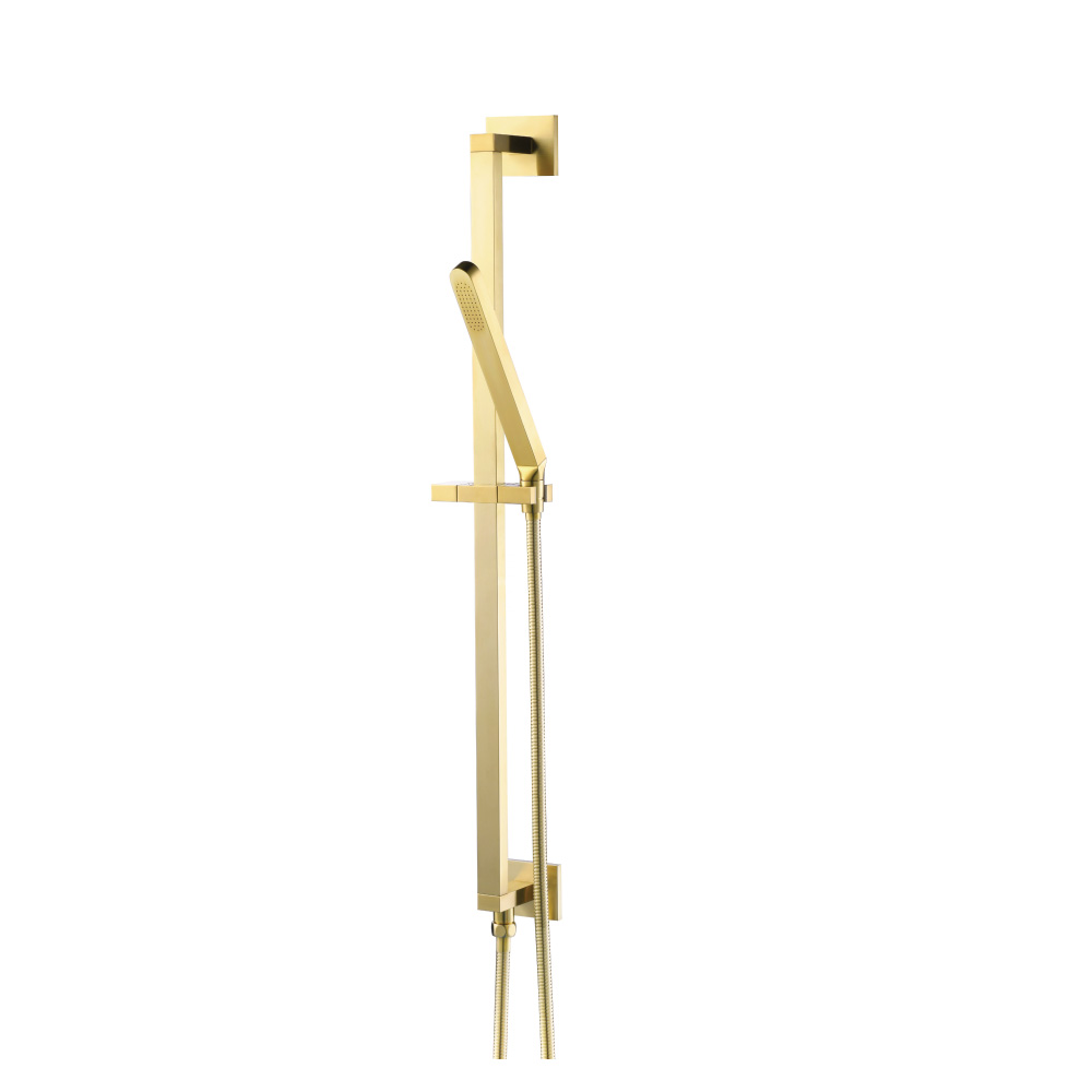 Hand Shower Set with Slide Bar, Integrated Elbow & Hose | Satin Brass PVD