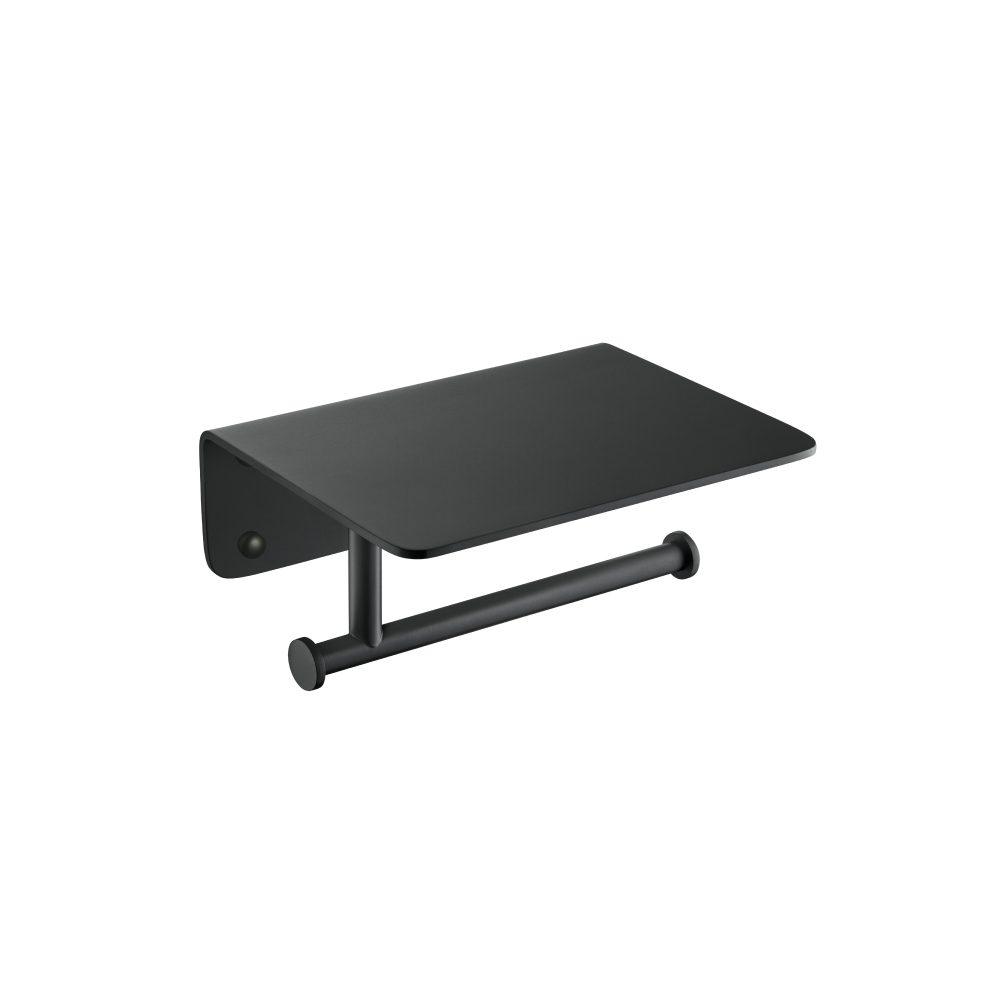 Brass Toilet Paper Holder With Cellphone Shelf | Matte Black