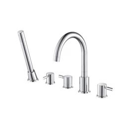 Five Hole Deck Mounted Roman Tub Faucet With Hand Shower