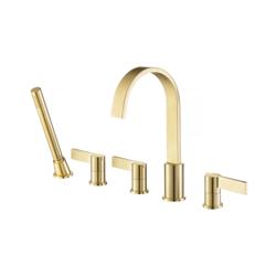 Five Hole Deck Mounted Roman Tub Faucet With Hand Shower