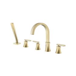 Five Hole Deck Mounted Roman Tub Faucet With Hand Shower