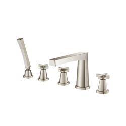 Five Hole Deck Mounted Roman Tub Faucet With Hand Shower